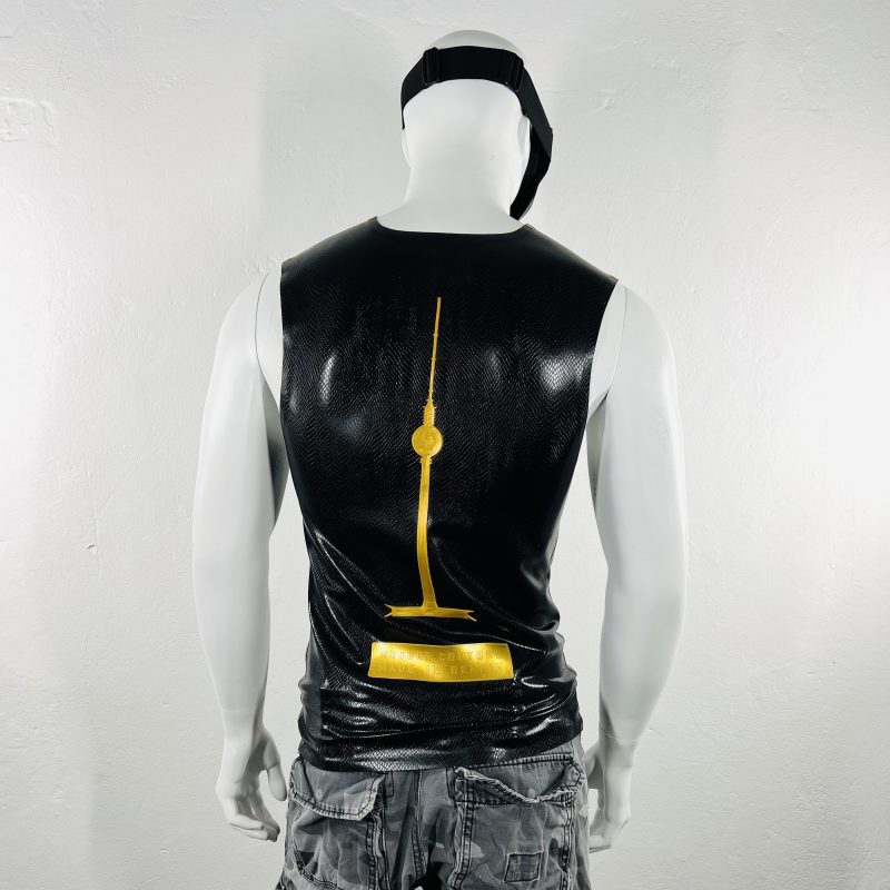 latex-rubber-fashion-fetish-heavytool-gear-black-gold-sleeveless-handmade-reptile-embossed