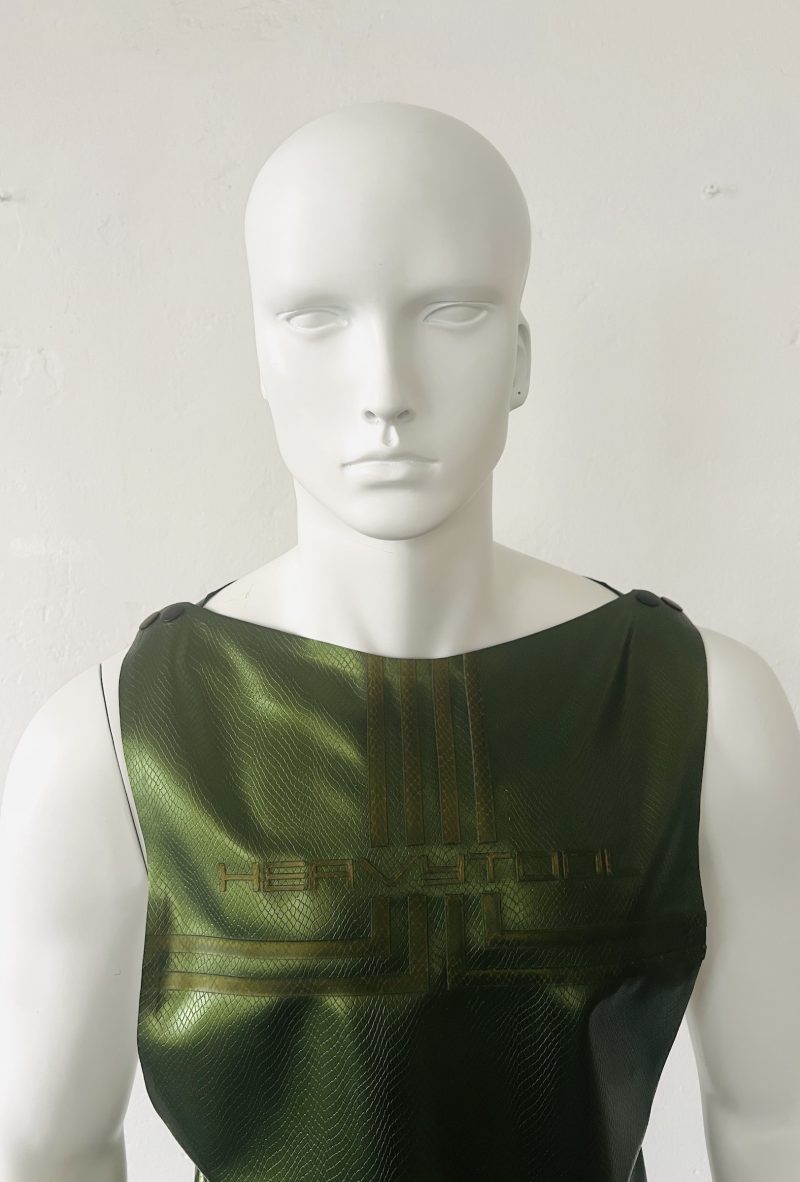 latex-rubber-fashion-fetish-heavytool-gear-jungle-green-sleeveless-handmade-reptile-embossed