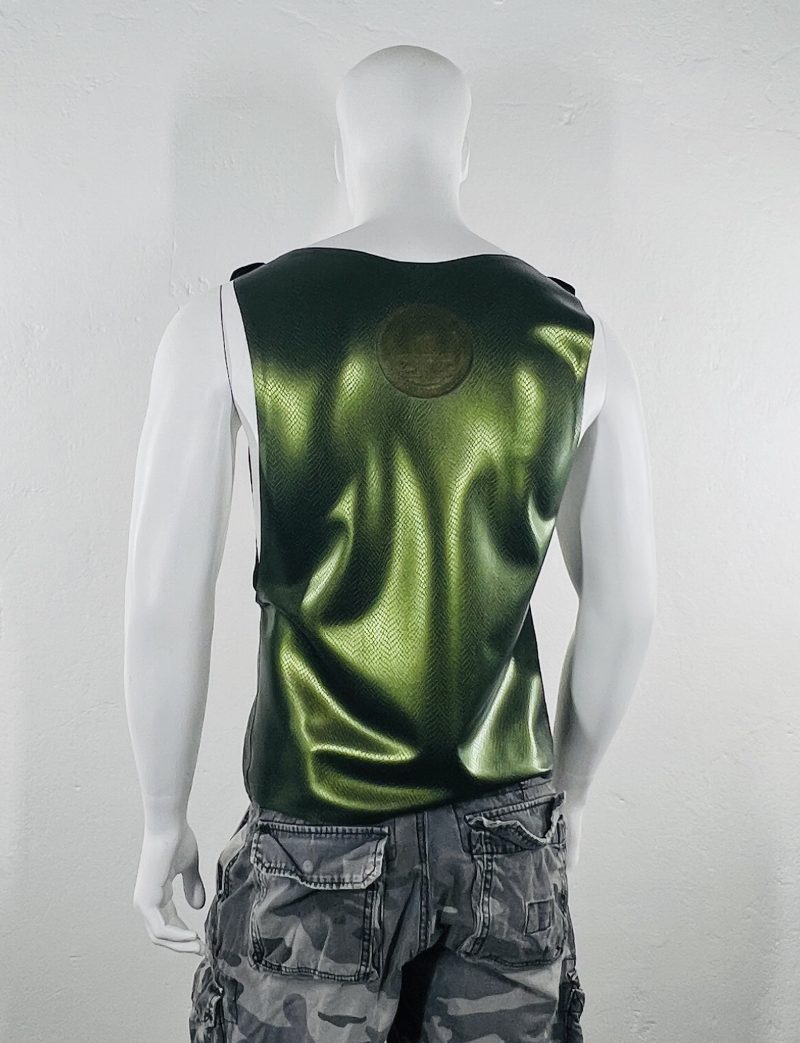 latex-rubber-fashion-fetish-heavytool-gear-jungle-green-sleeveless-handmade-reptile-embossed