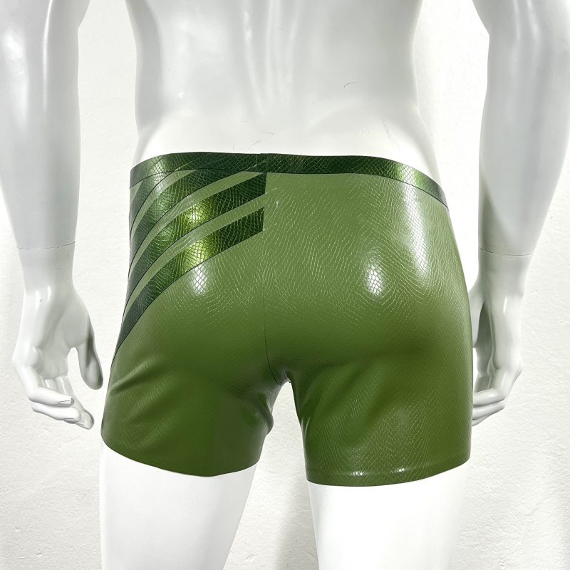 latex-rubber-fashion-fetish-heavytool-gear-oliv-green-shorts-trunks-handmade-reptile-embossed