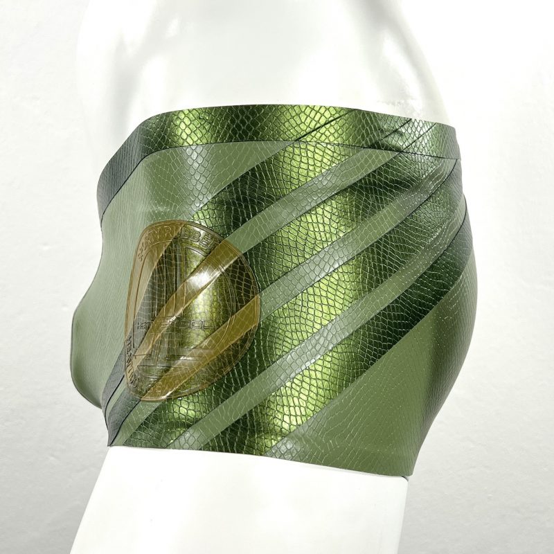 latex-rubber-fashion-fetish-heavytool-gear-oliv-green-swim-trunks-handmade-reptile-embossed