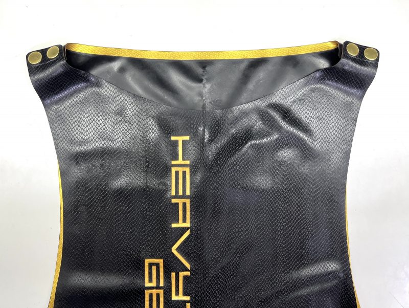 latex-rubber-fashion-fetish-heavytool-gear-sleeveless-gold-black-handmade-reptile-embossed