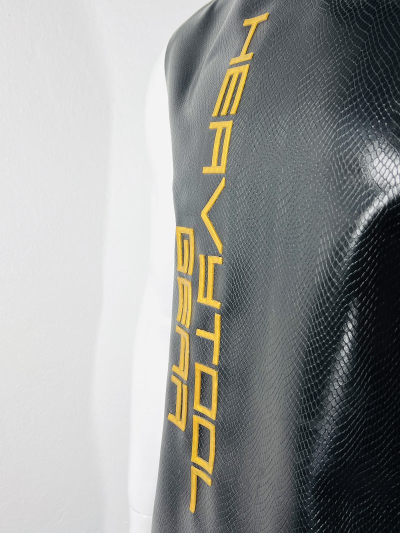 latex-rubber-fashion-fetish-heavytool-gear-sleeveless-gold-black-handmade-reptile-embossed