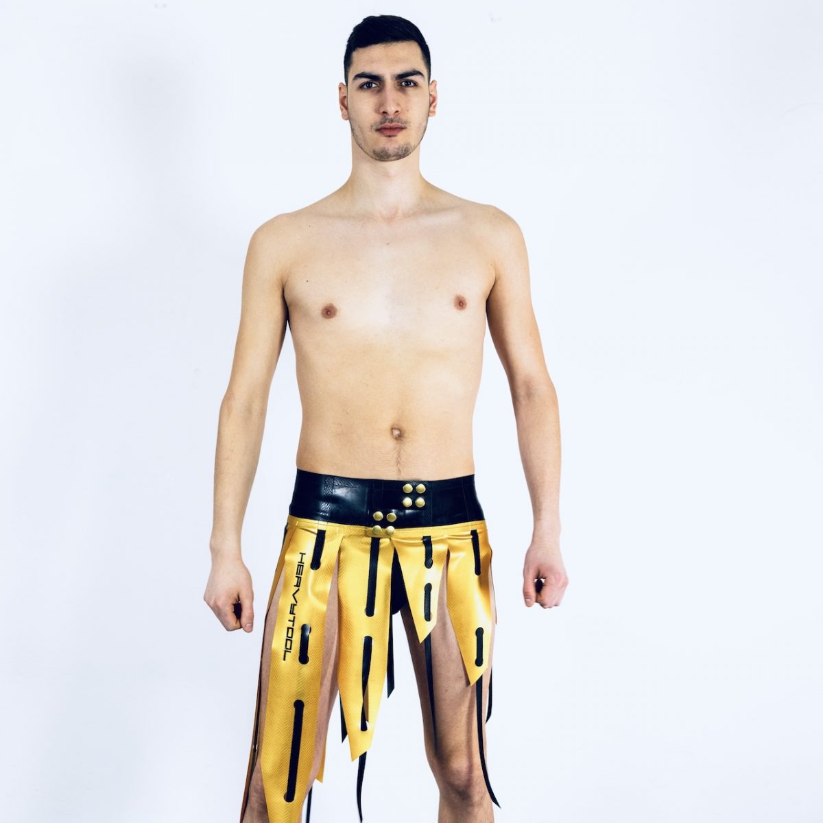 Kilt, Skirt, latex reptile embossed, gold