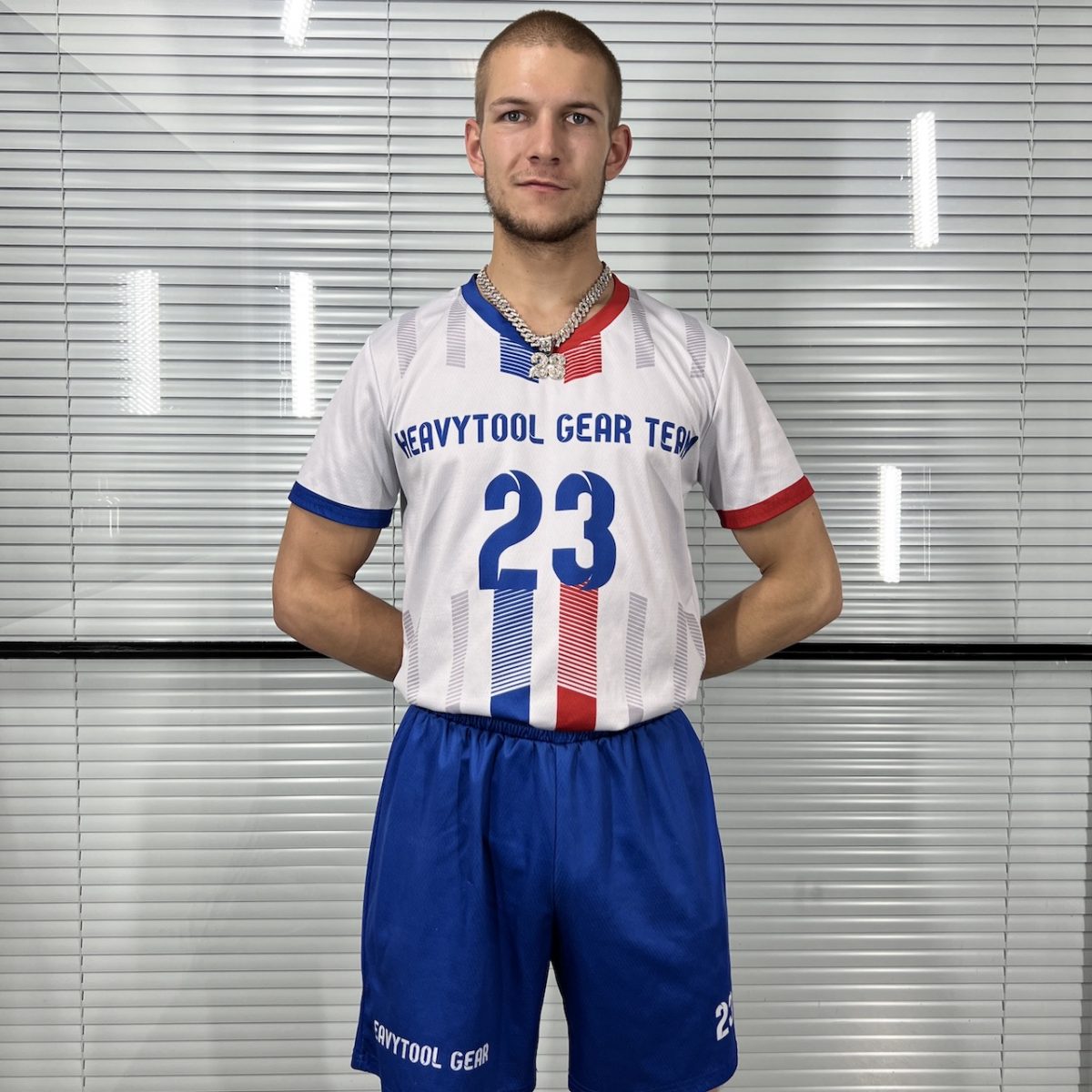 trikot, set, sport, football, blue, white, heavytool gear, fetish, gay, berlin